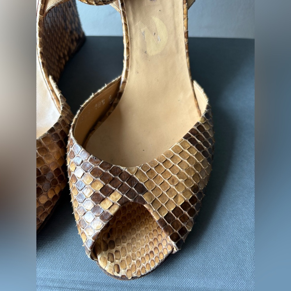 Ralph Lauren Collection Python Peep-Toe Wedge Wit… - image 5